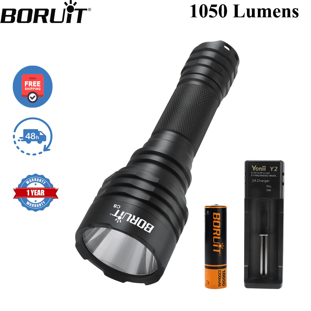 Outdoor Power Meter Bike - BORUiT C8 1050LM ไฟฉาย LED กำลังสูงแบบยุทธวิธี