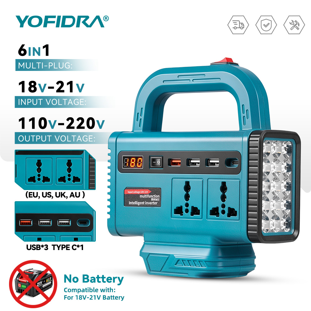 Outdoor Usb Power Adapter - อินเวอร์เตอร์พกพา YOFIDRA 220V สำหรับใช้งานกลางแจ้ง พร้อมพอร์ต USB