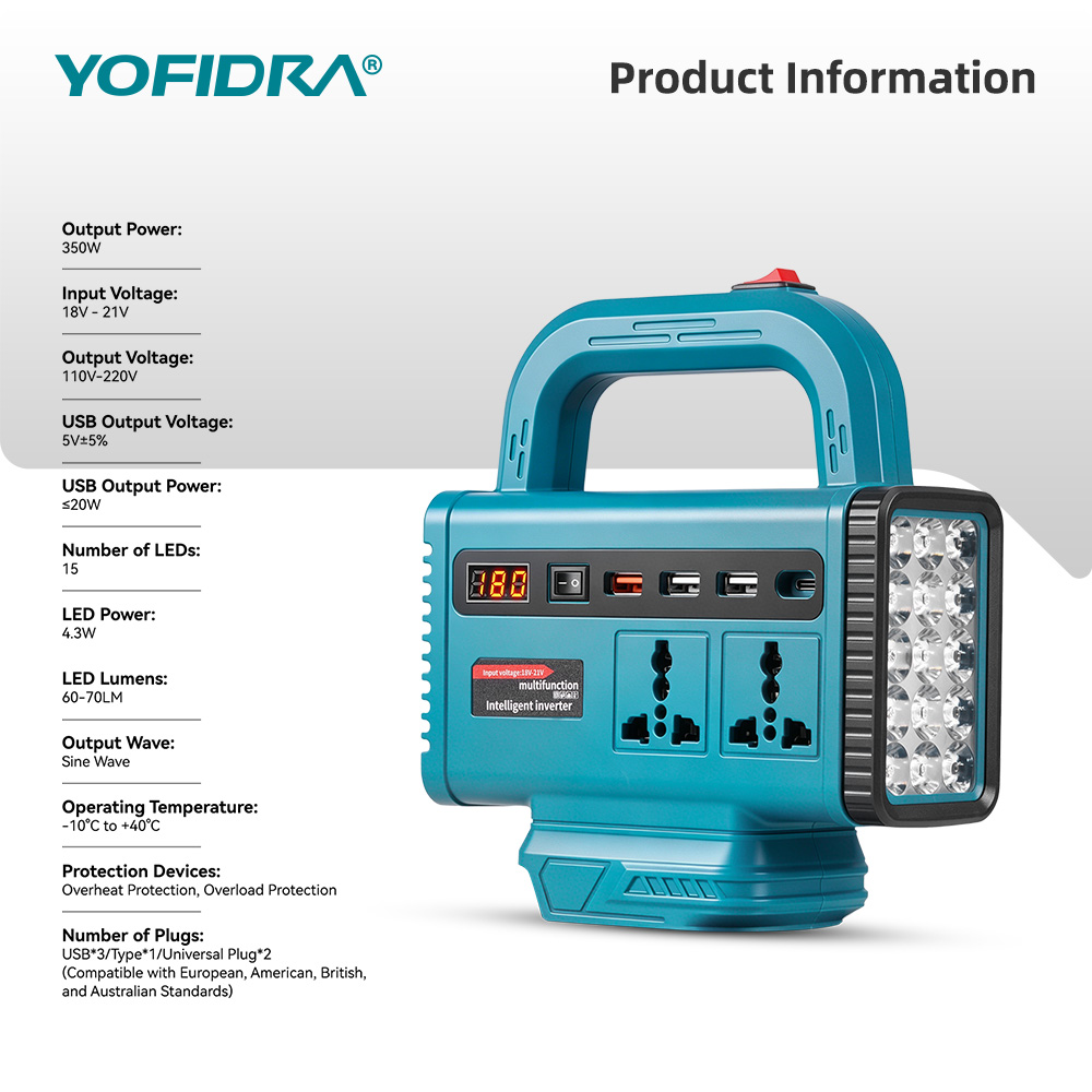 อินเวอร์เตอร์พกพา YOFIDRA 220V - Outdoor Usb Power Adapter บทวิจารณ์และราคา